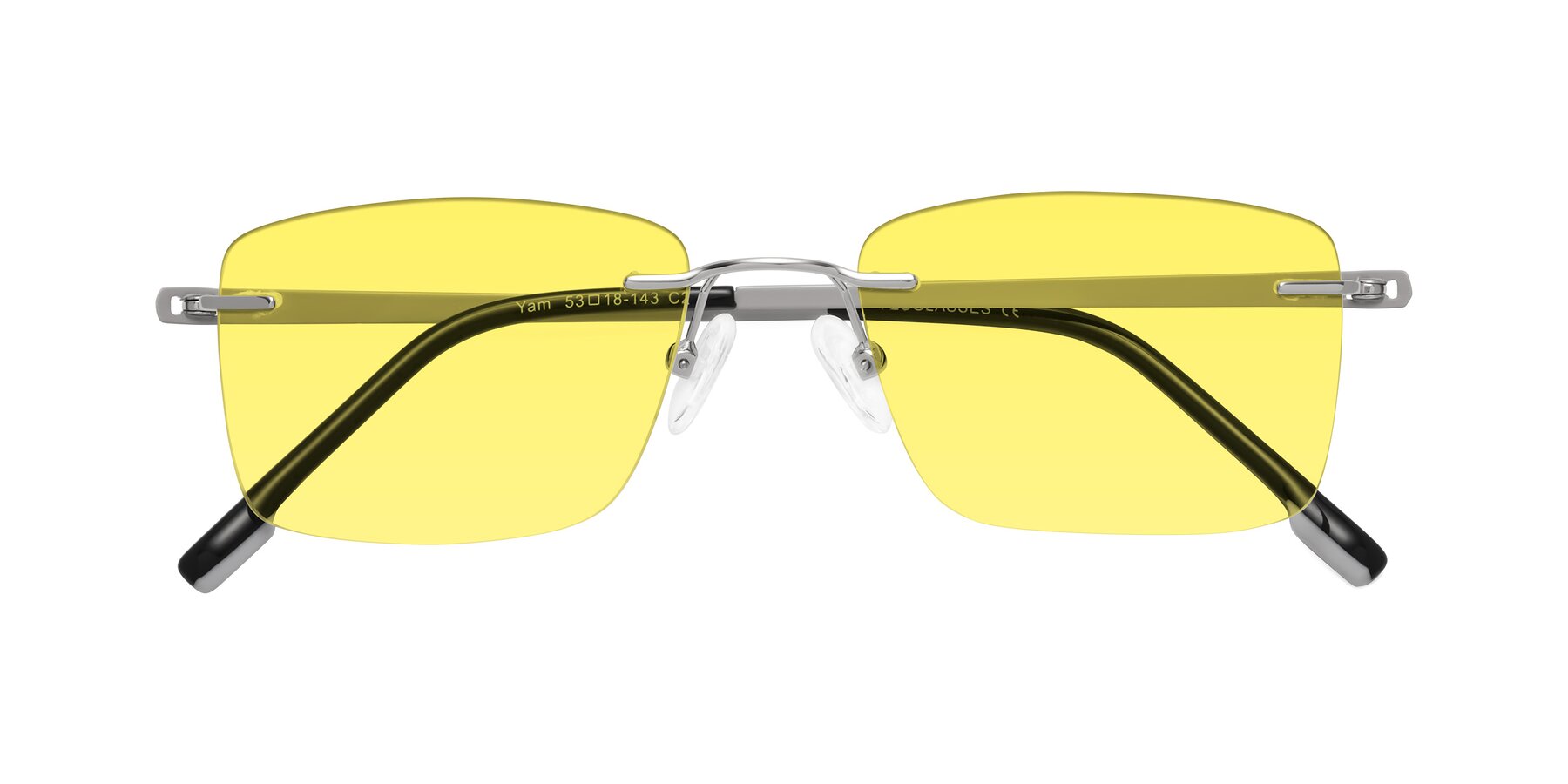 Folded Front of Yam in Silver-Light Gray with Medium Yellow Tinted Lenses