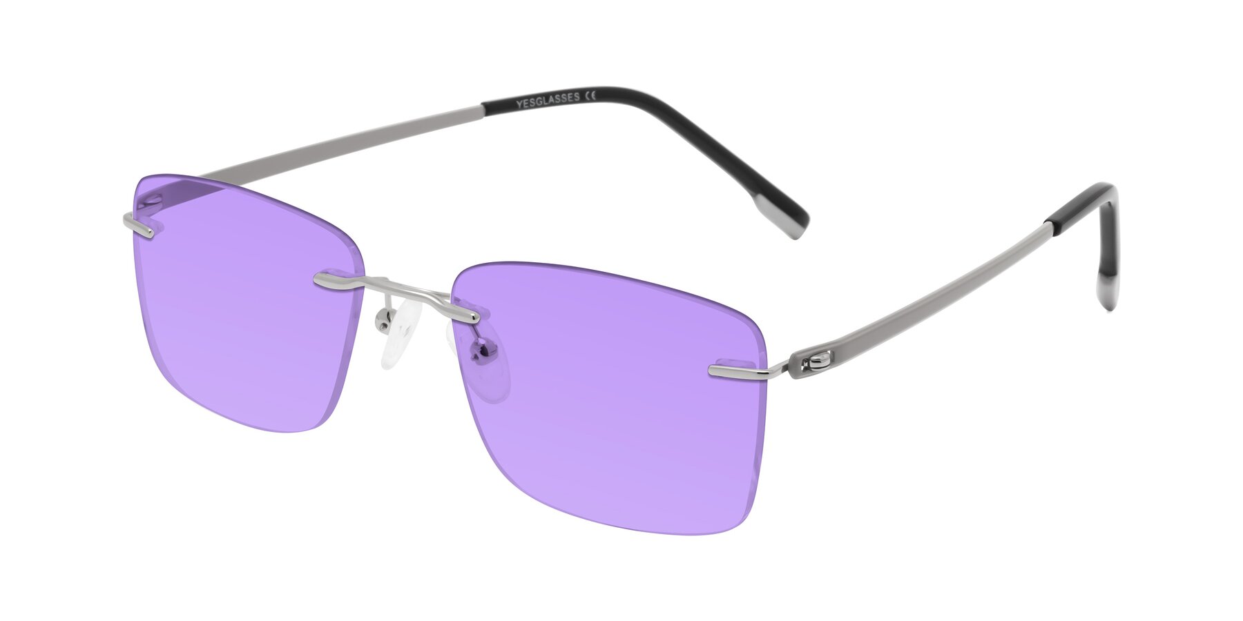 Angle of Yam in Silver-Light Gray with Medium Purple Tinted Lenses