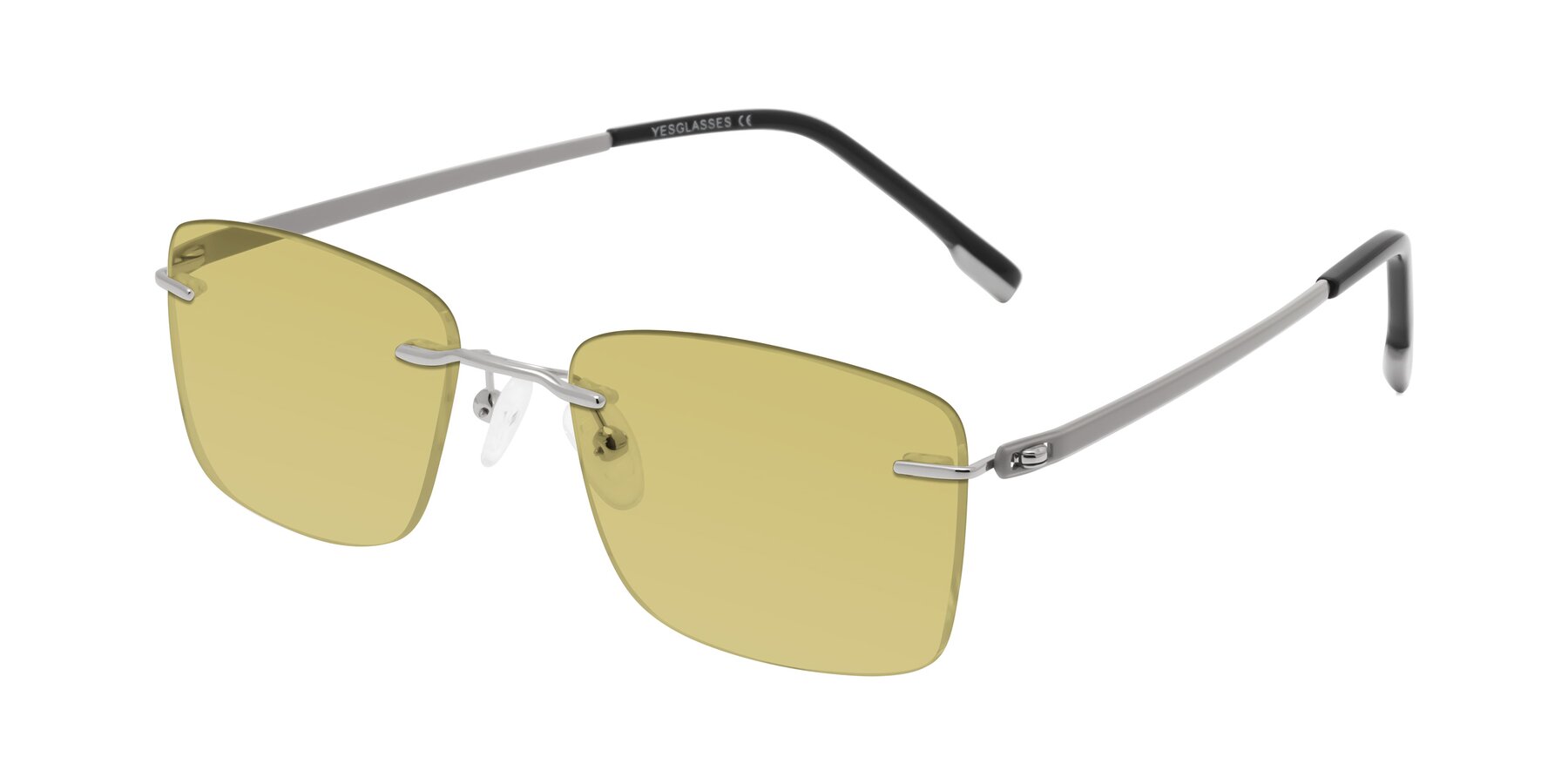 Angle of Yam in Silver-Light Gray with Medium Champagne Tinted Lenses