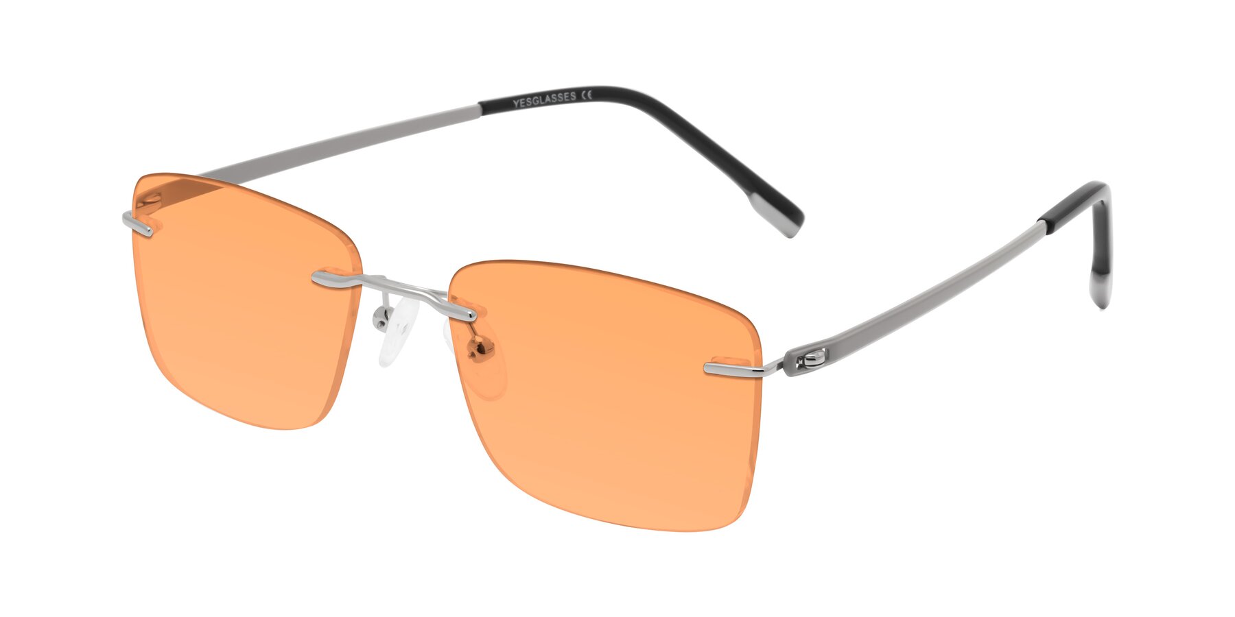 Angle of Yam in Silver-Light Gray with Medium Orange Tinted Lenses