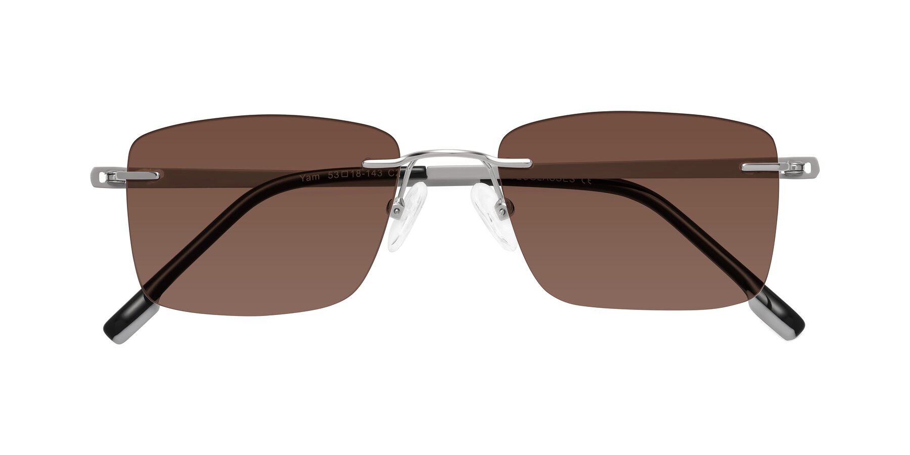 Folded Front of Yam in Silver-Light Gray with Brown Tinted Lenses