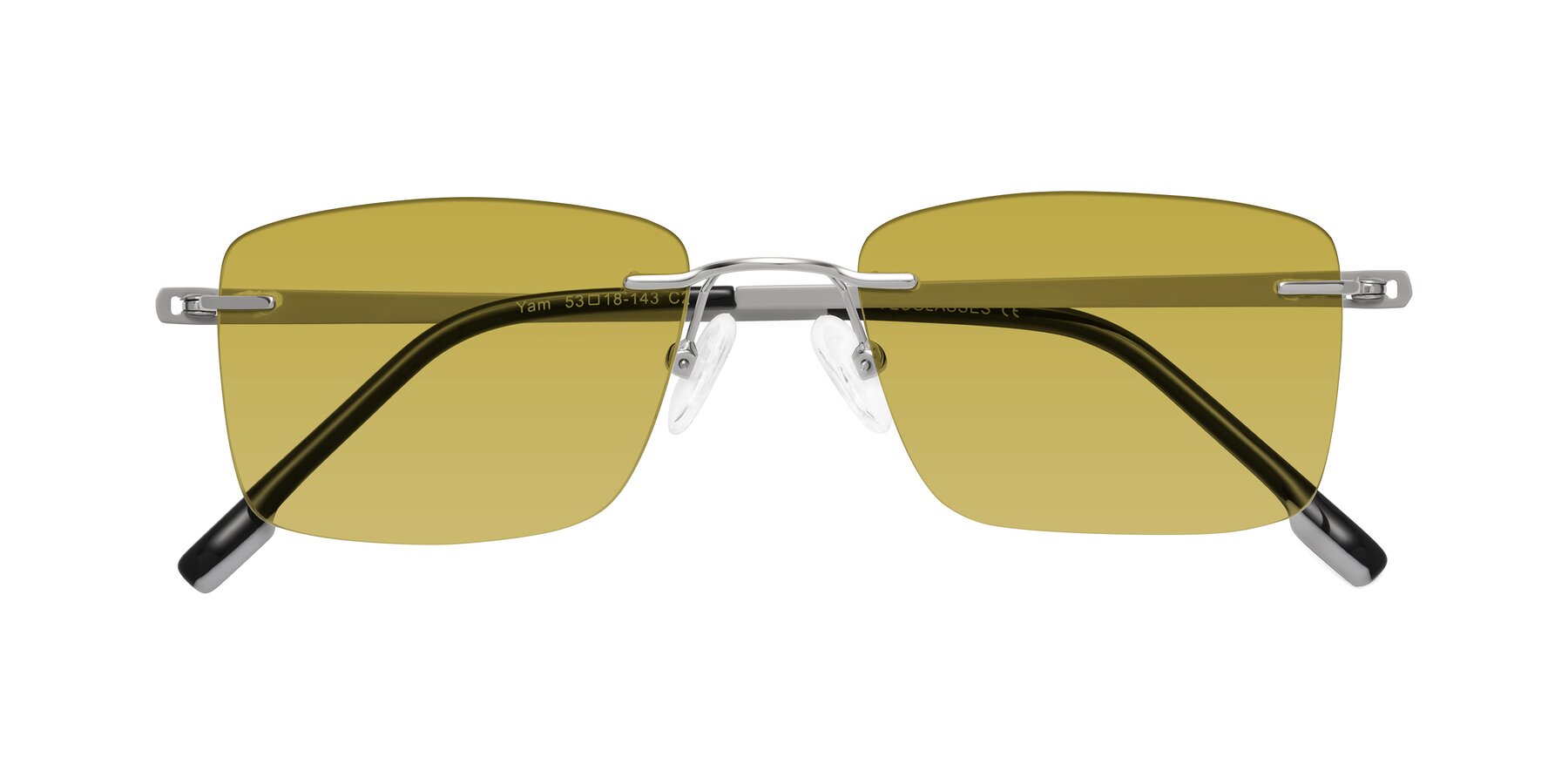 Folded Front of Yam in Silver-Light Gray with Champagne Tinted Lenses