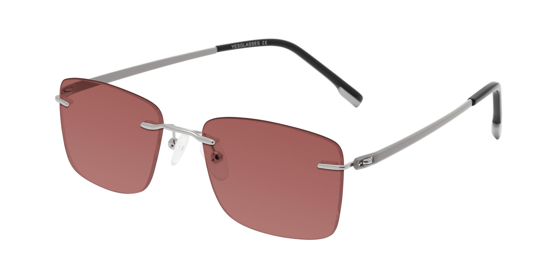 Angle of Yam in Silver-Light Gray with Garnet Tinted Lenses