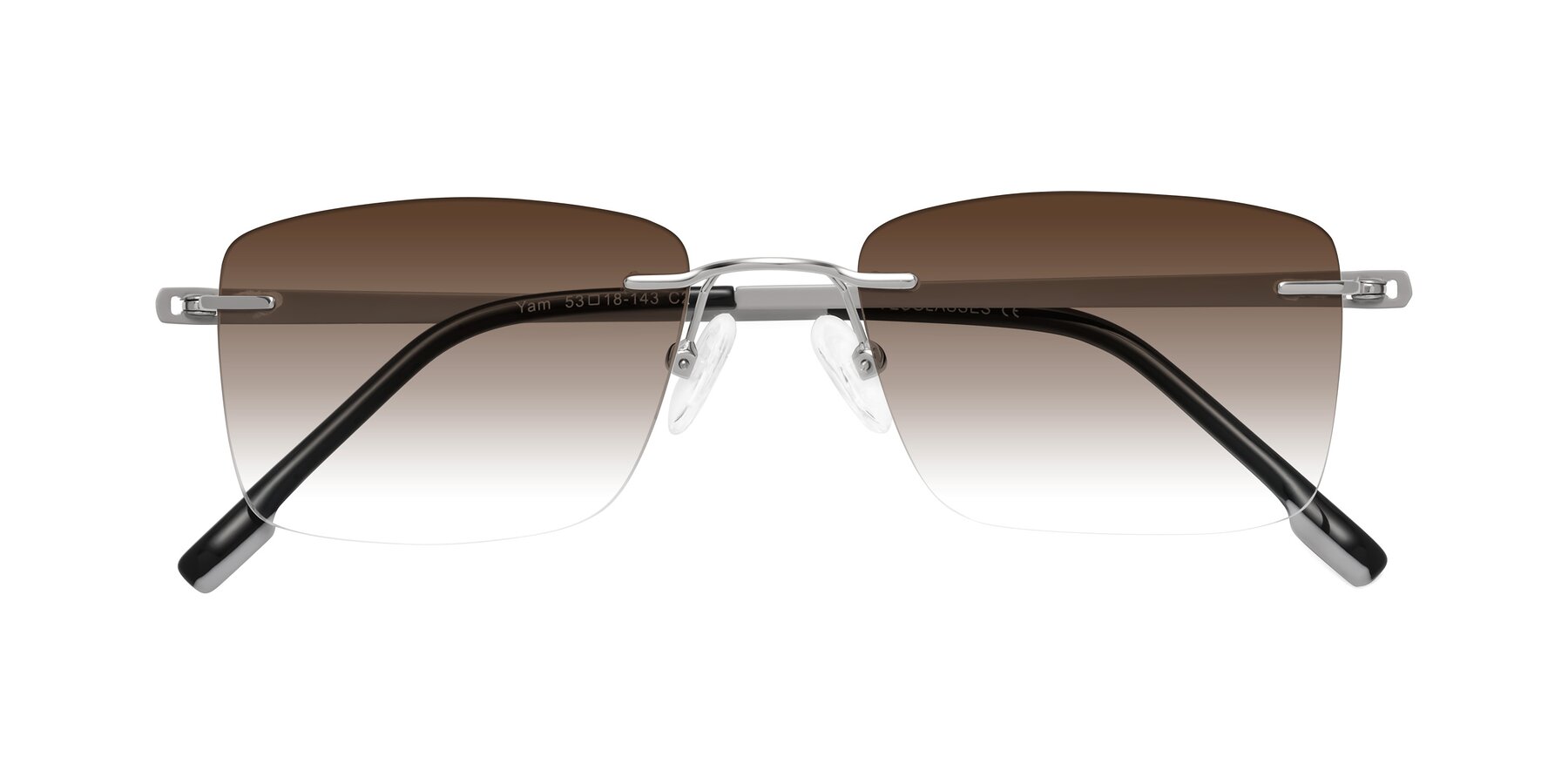 Folded Front of Yam in Silver-Light Gray with Brown Gradient Lenses