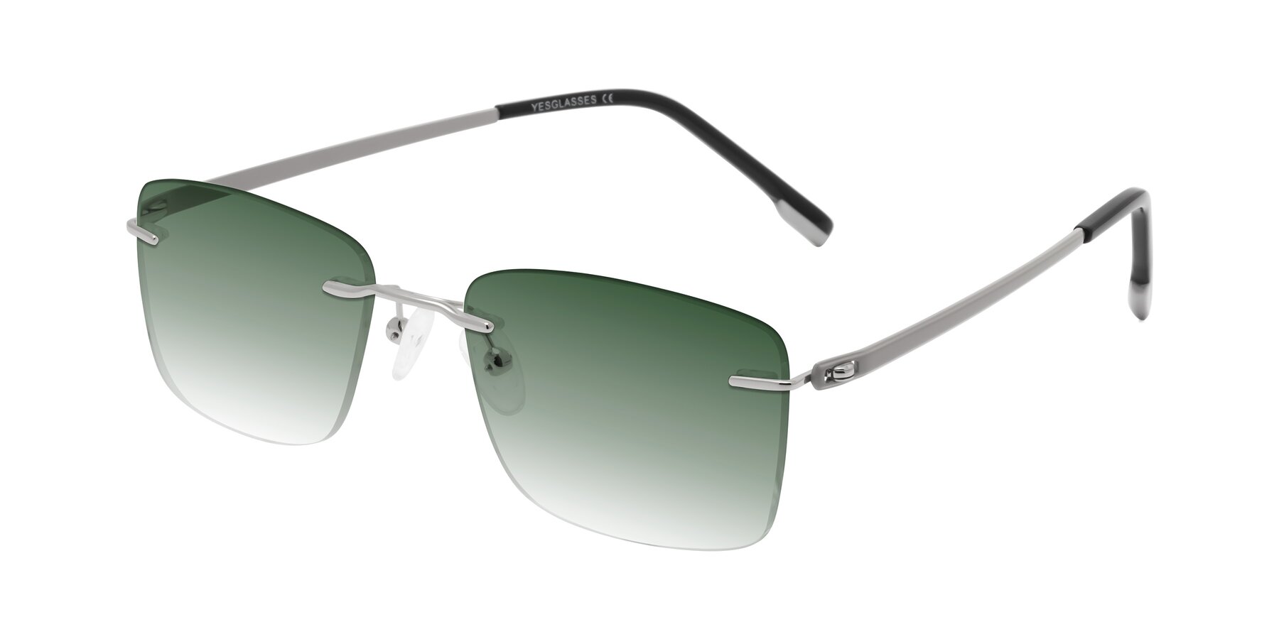 Angle of Yam in Silver-Light Gray with Green Gradient Lenses