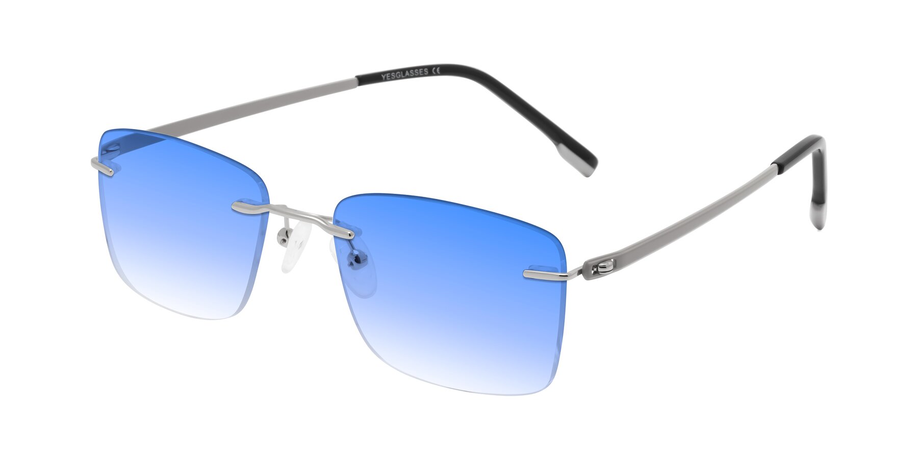 Angle of Yam in Silver-Light Gray with Blue Gradient Lenses