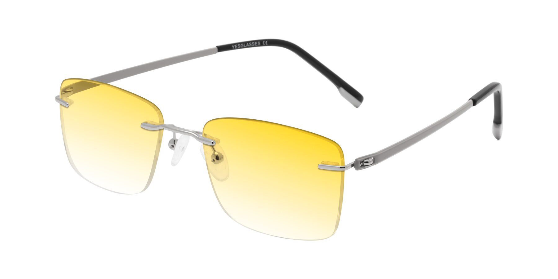 Angle of Yam in Silver-Light Gray with Yellow Gradient Lenses