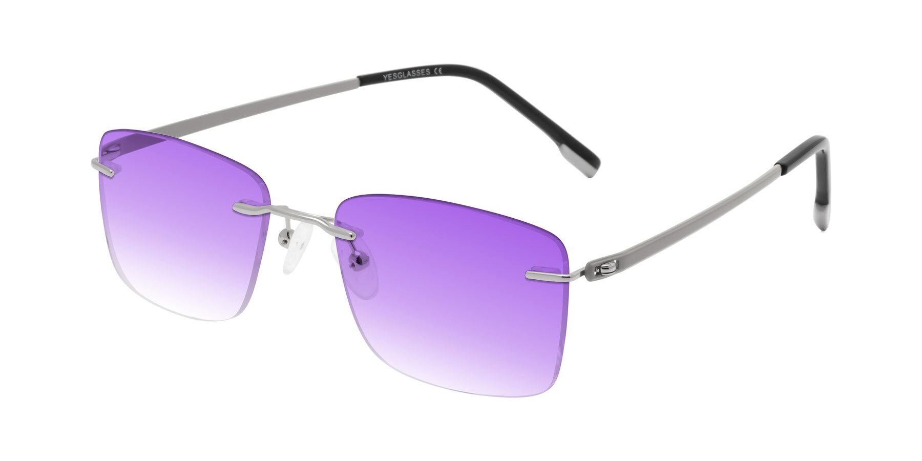 Angle of Yam in Silver-Light Gray with Purple Gradient Lenses