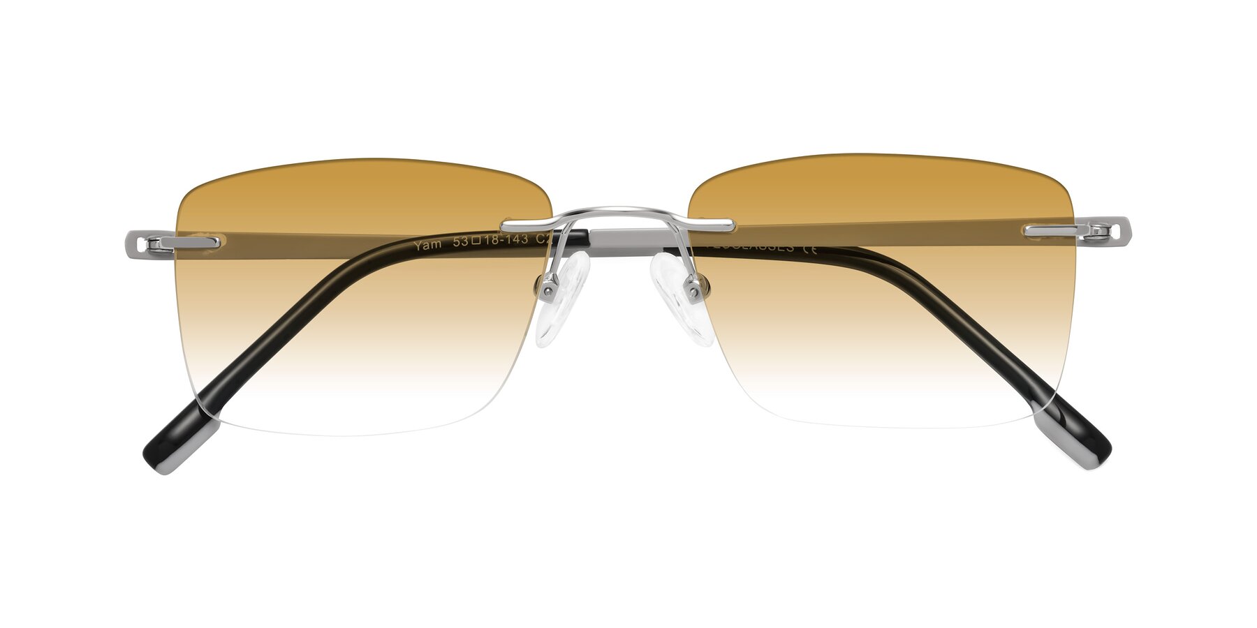 Folded Front of Yam in Silver-Light Gray with Champagne Gradient Lenses