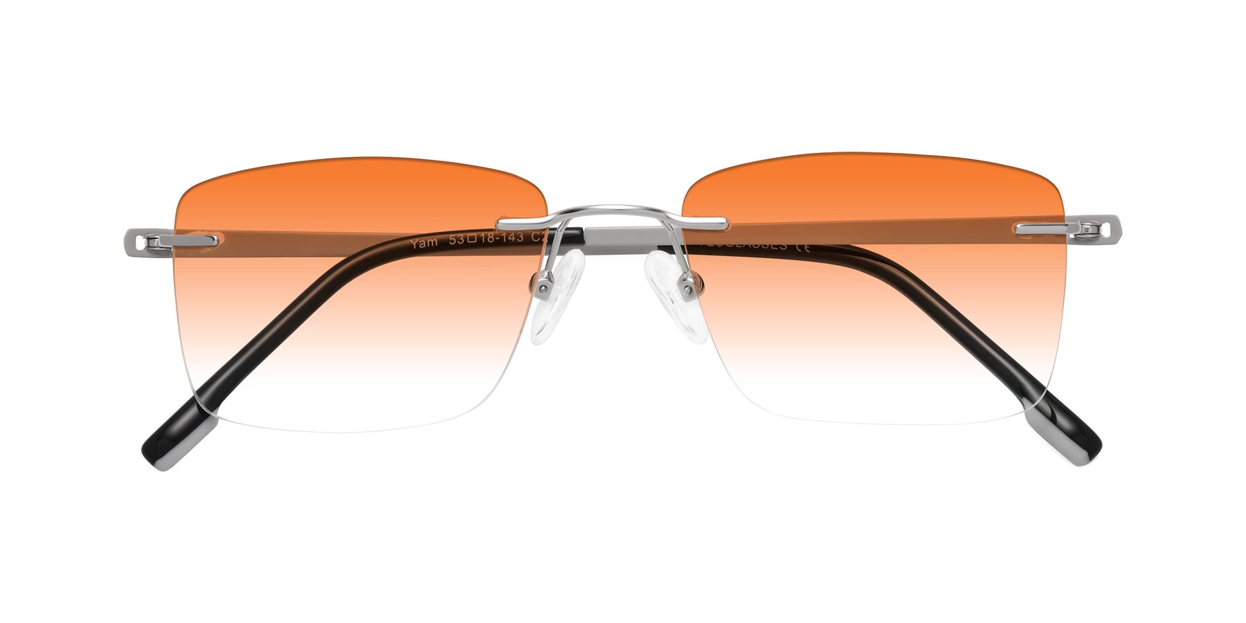 Folded Front of Yam in Silver-Light Gray with Orange Gradient Lenses