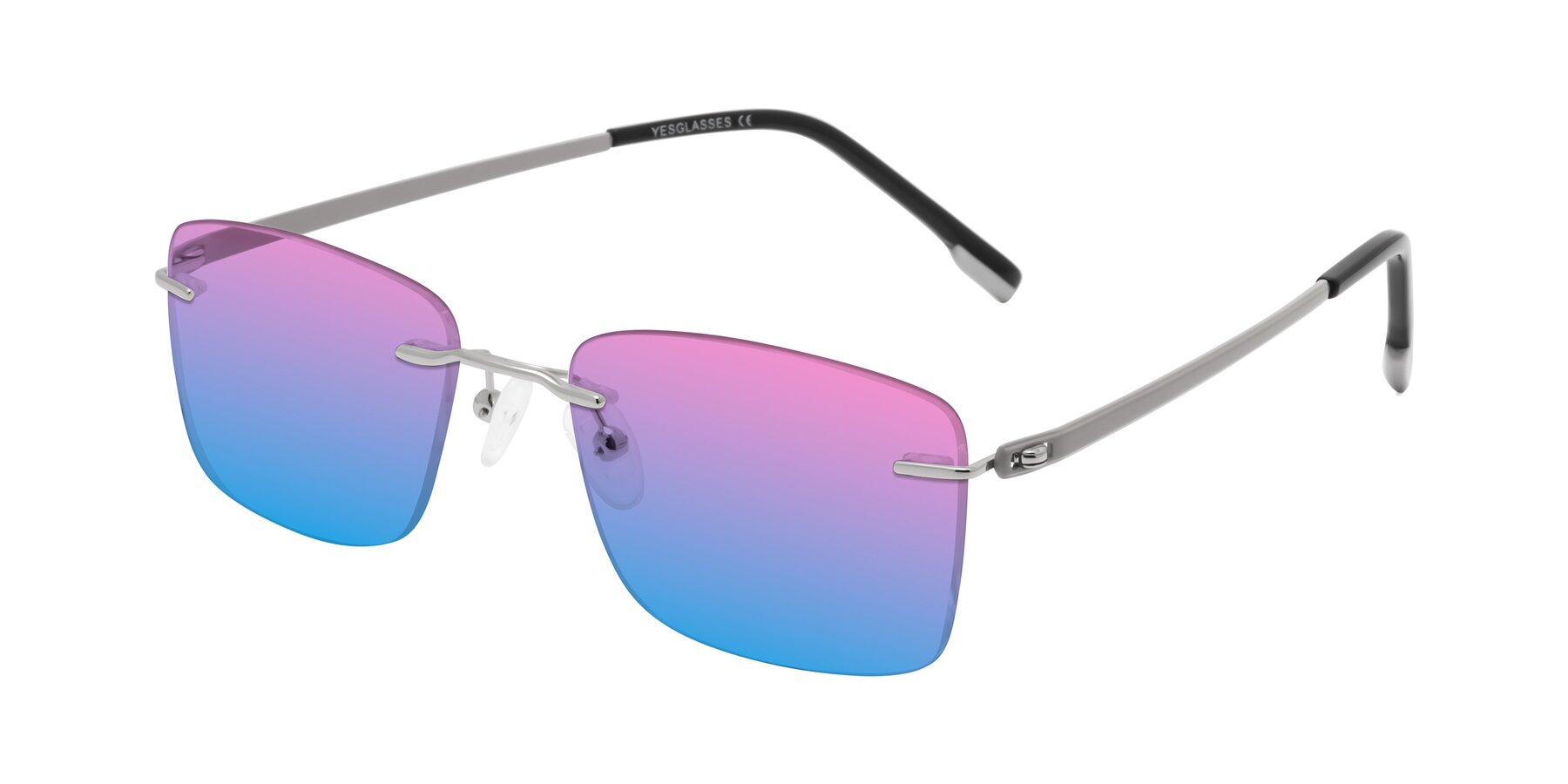 Angle of Yam in Silver-Light Gray with Pink / Blue Gradient Lenses