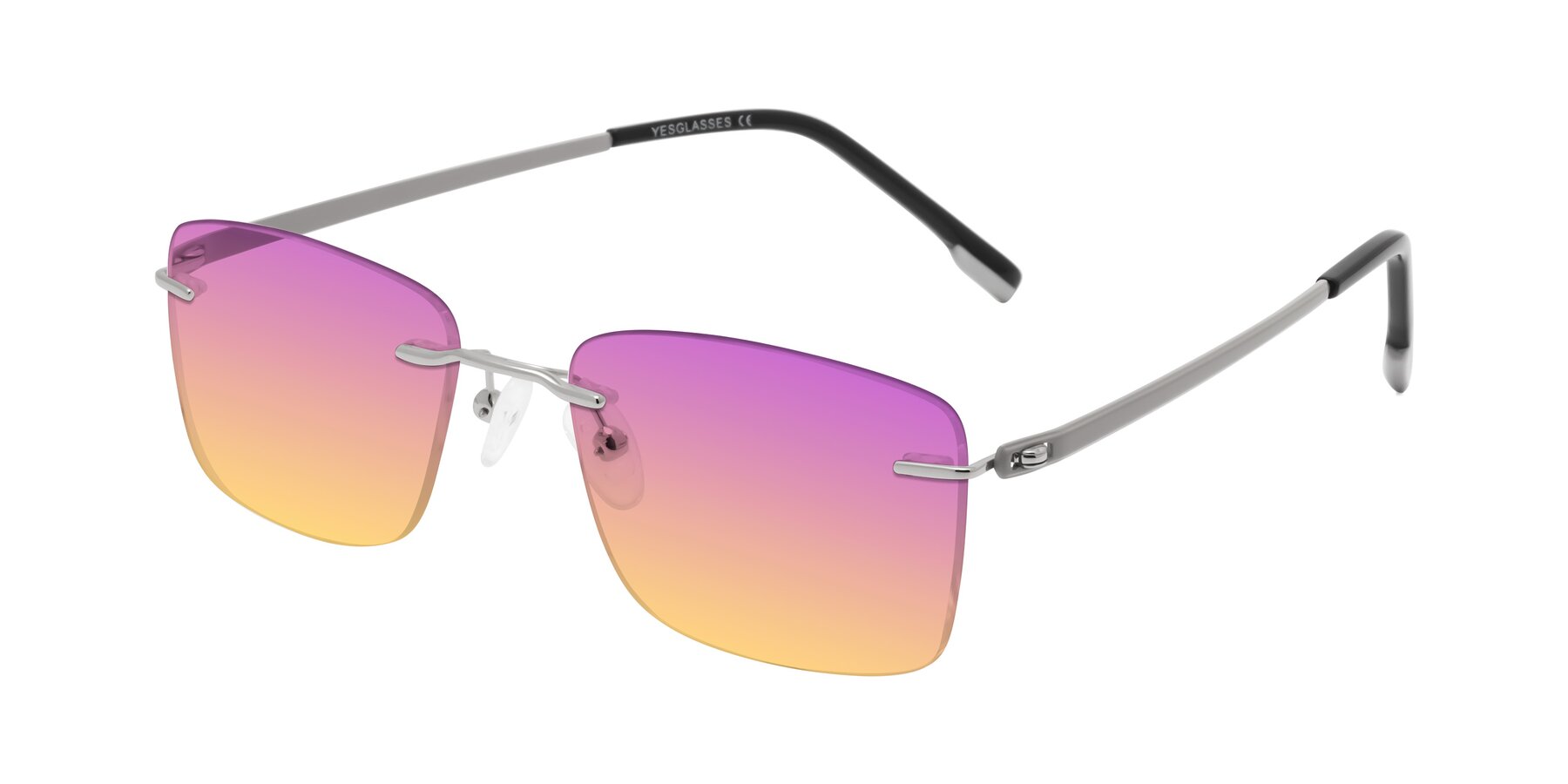 Angle of Yam in Silver-Light Gray with Purple / Yellow Gradient Lenses