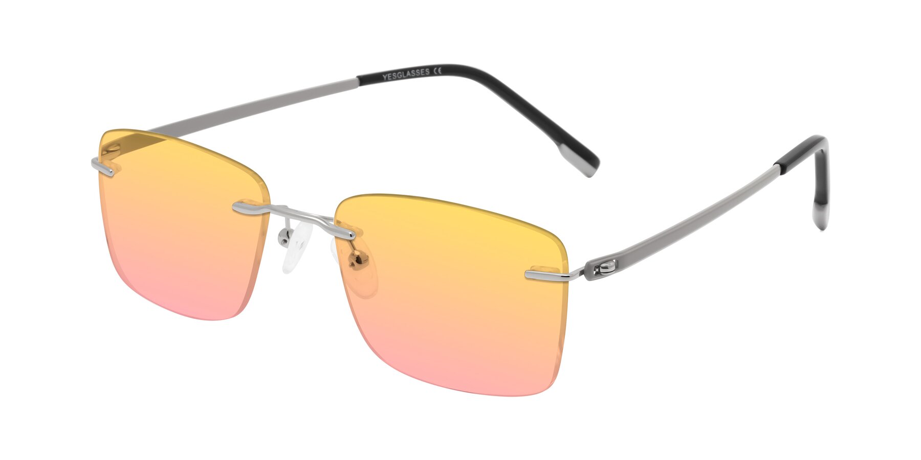 Angle of Yam in Silver-Light Gray with Yellow / Pink Gradient Lenses