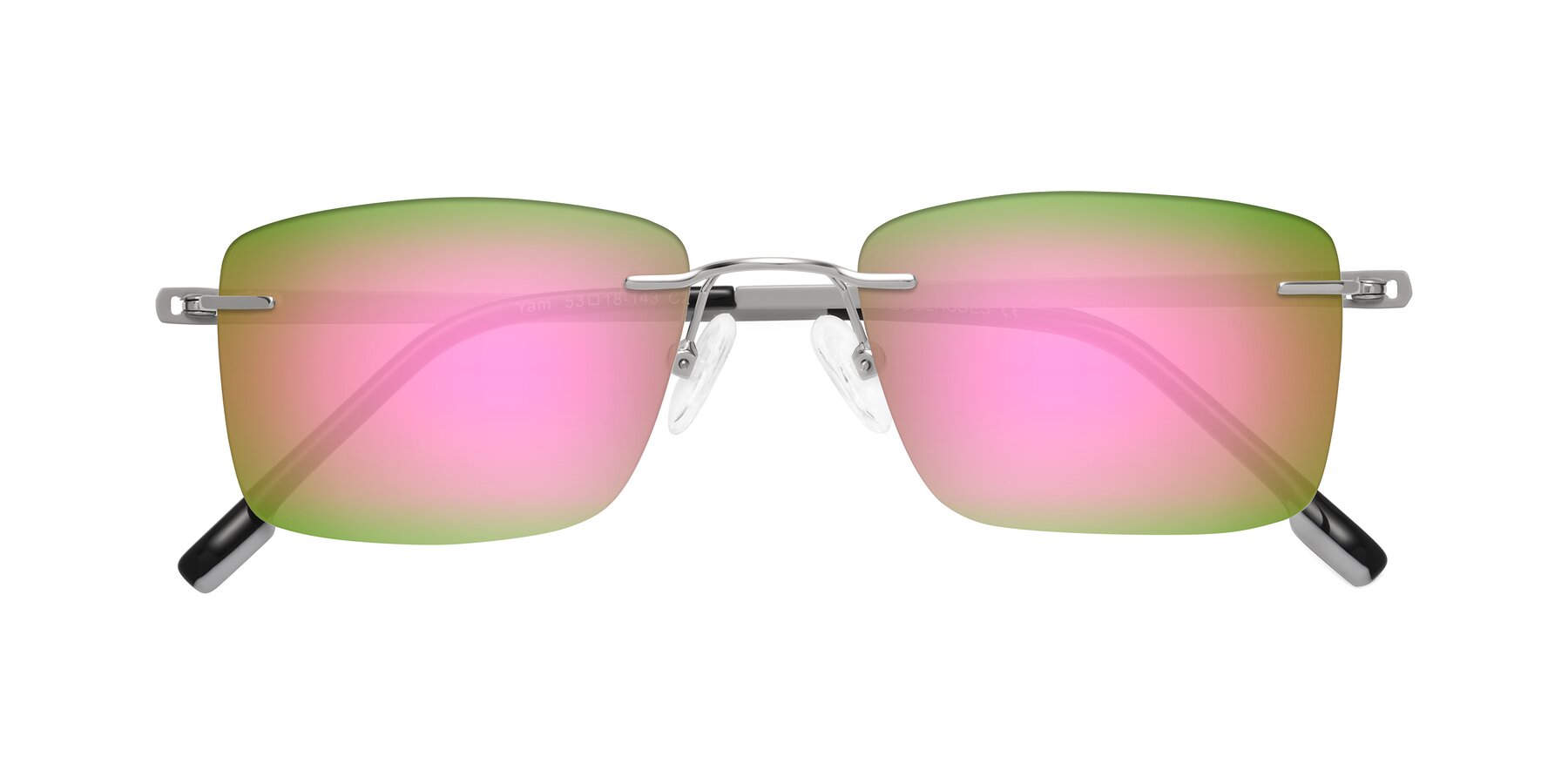 Folded Front of Yam in Silver-Light Gray with Pink Mirrored Lenses