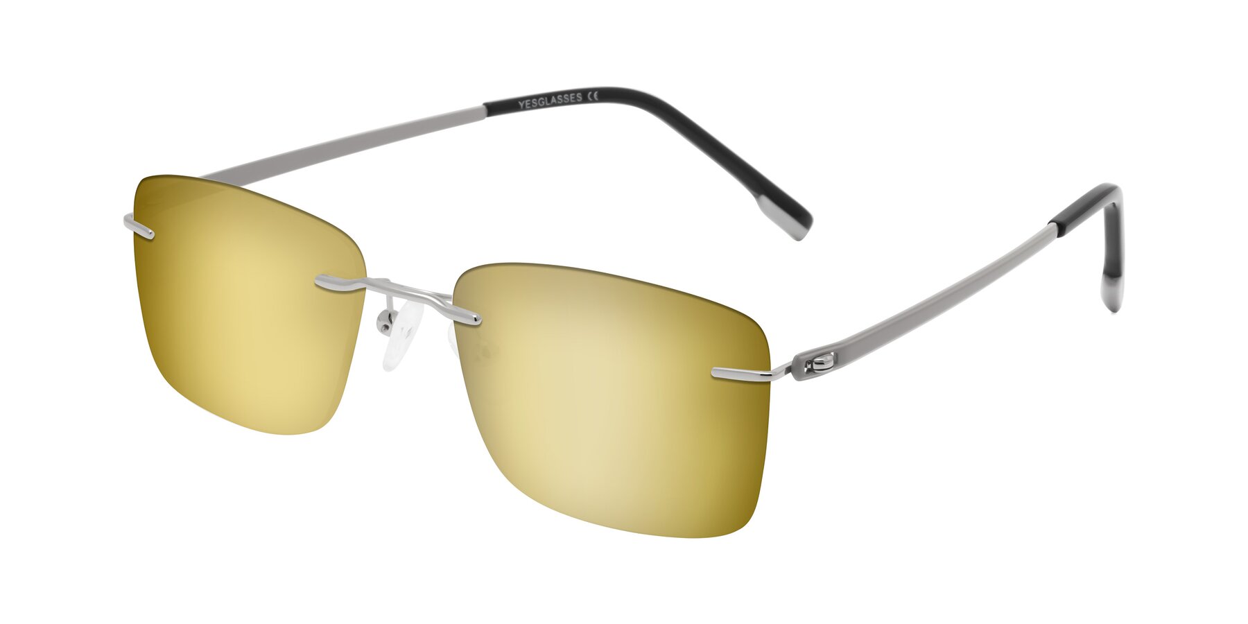 Angle of Yam in Silver-Light Gray with Gold Mirrored Lenses