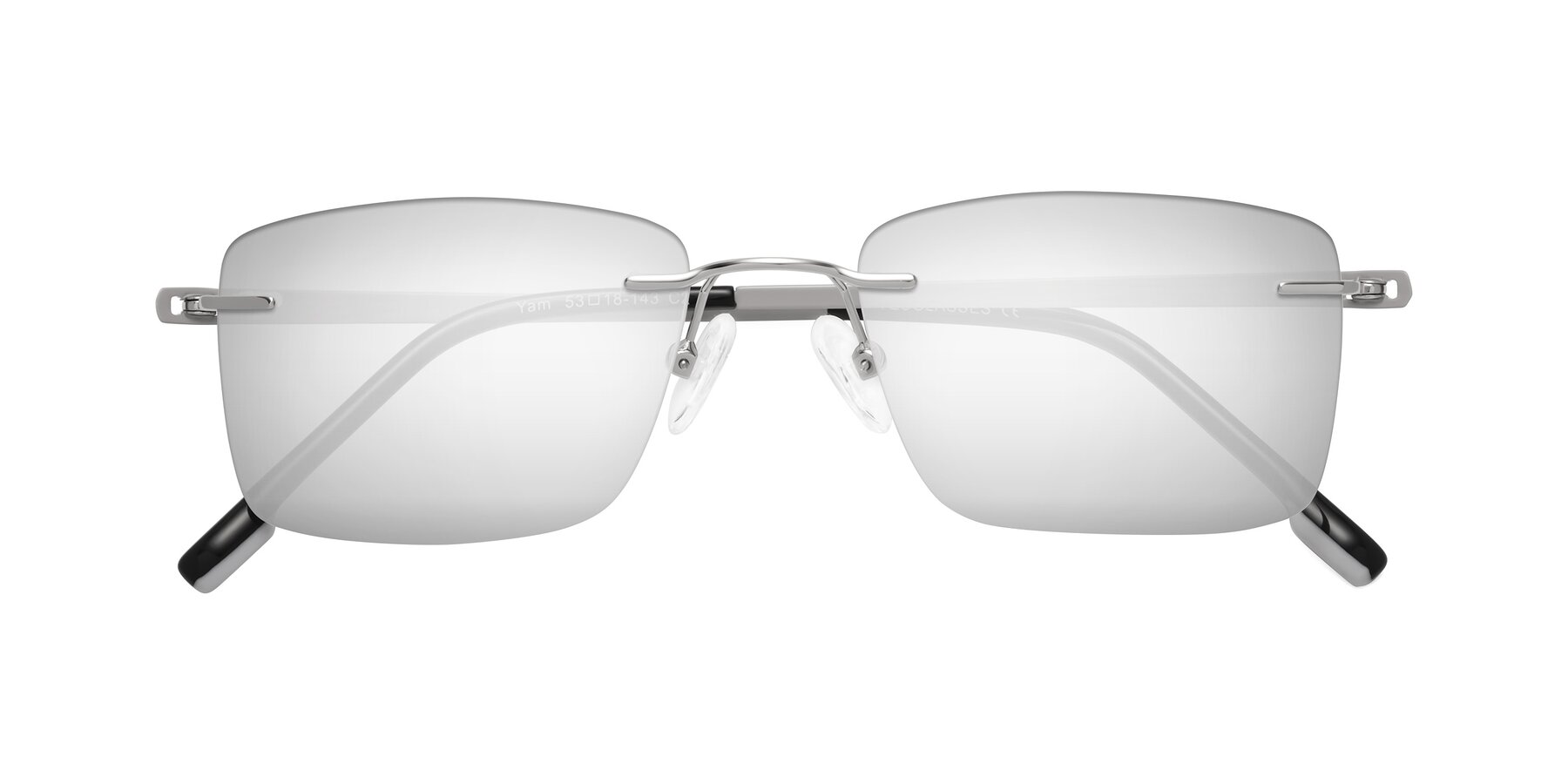 Folded Front of Yam in Silver-Light Gray with Silver Mirrored Lenses