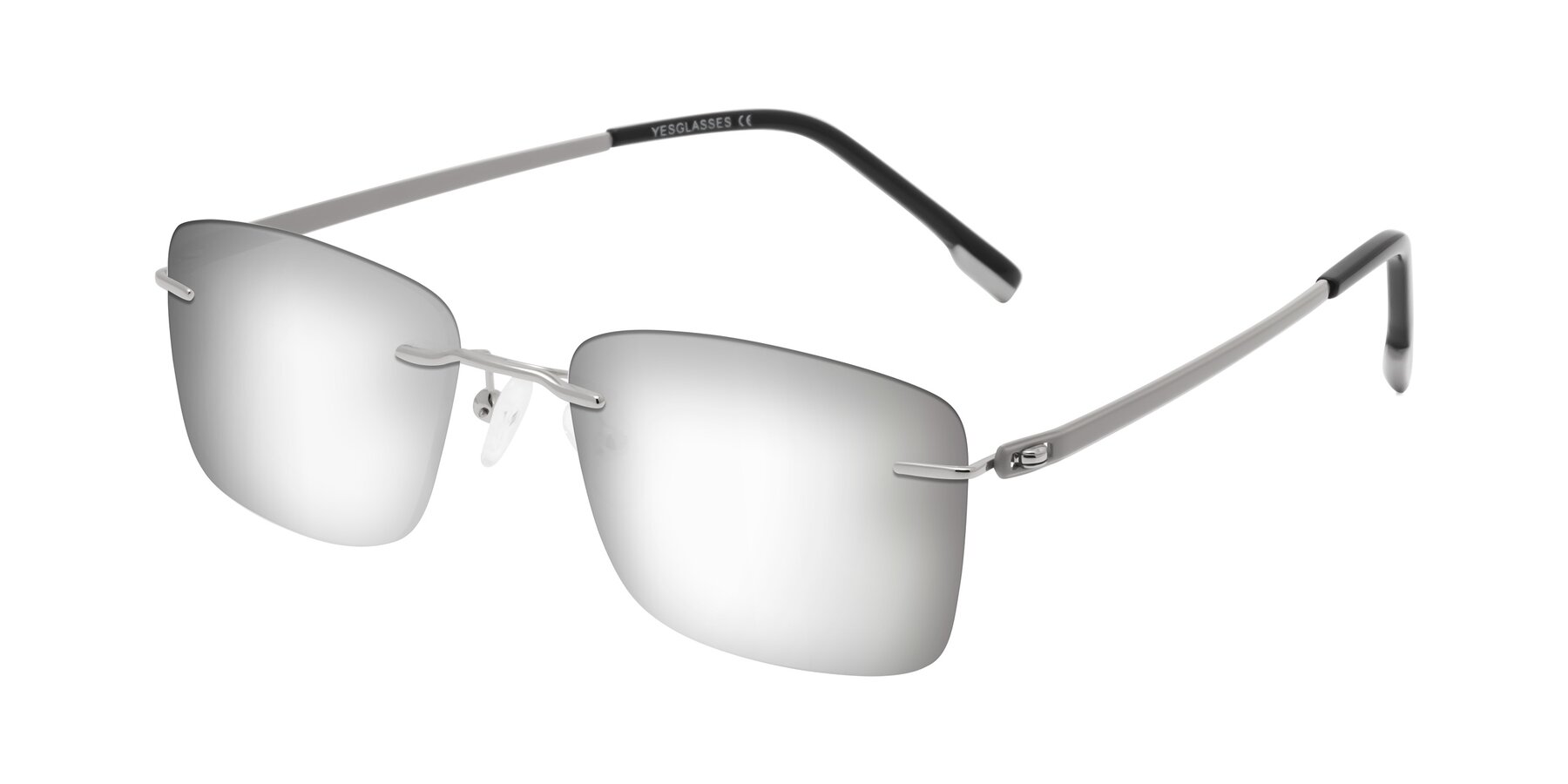 Angle of Yam in Silver-Light Gray with Silver Mirrored Lenses