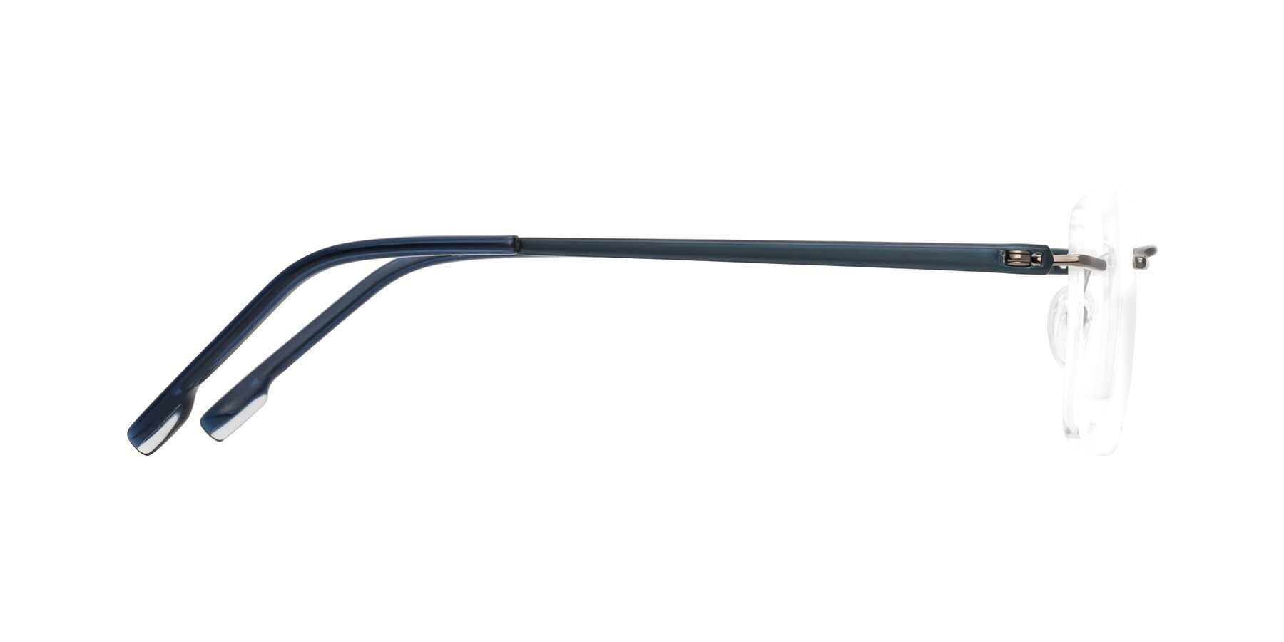 Side of Yam in Gunmetal-Blue with Clear Eyeglass Lenses