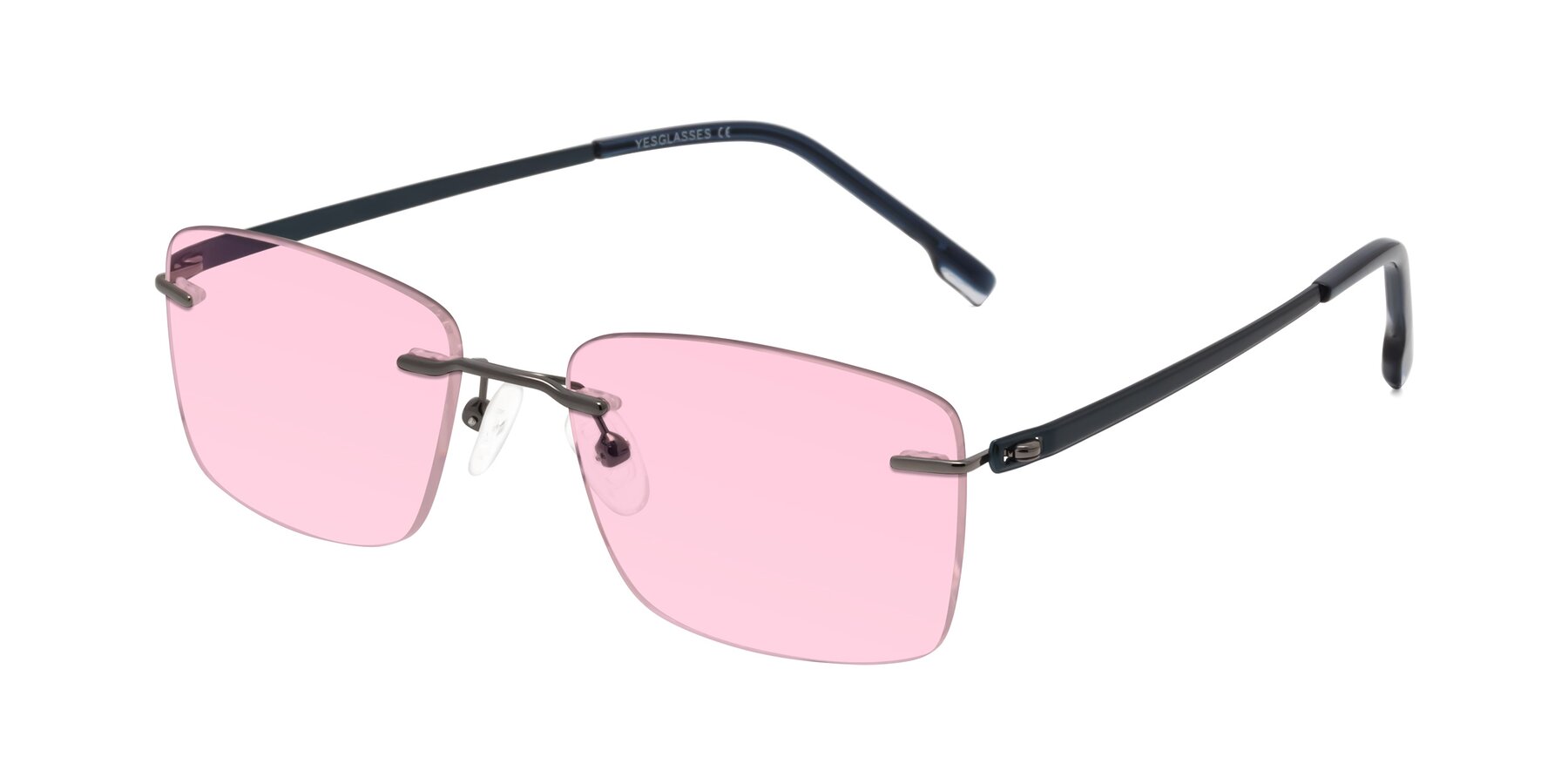 Angle of Yam in Gunmetal-Blue with Light Pink Tinted Lenses