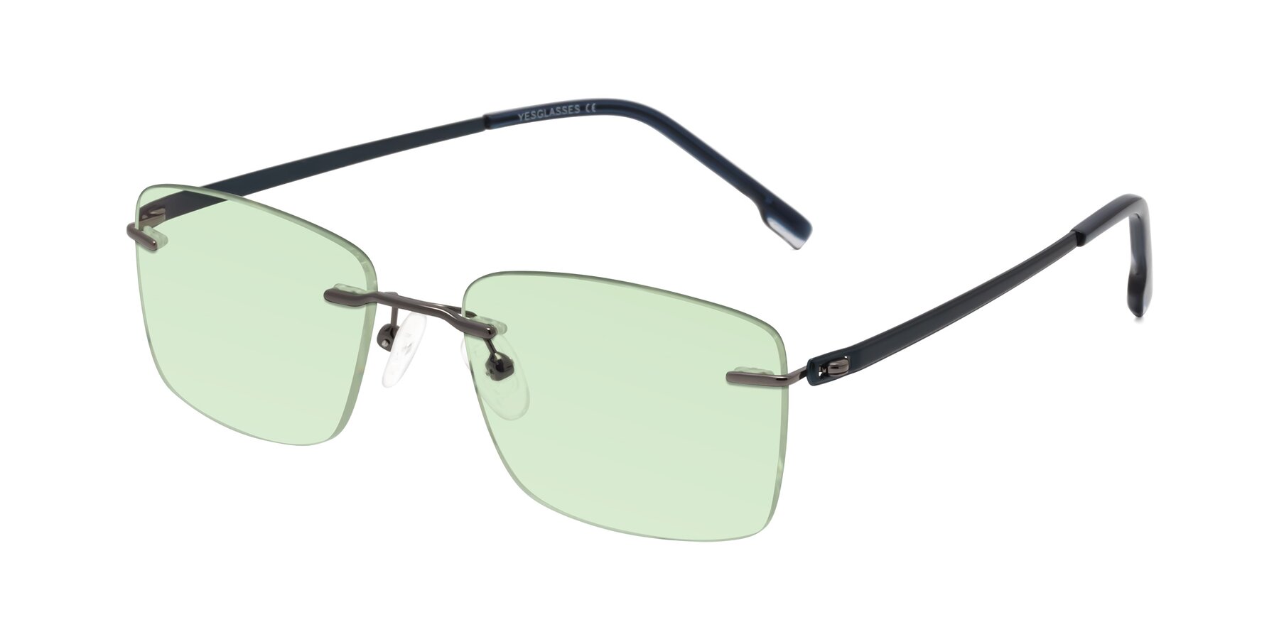 Angle of Yam in Gunmetal-Blue with Light Green Tinted Lenses