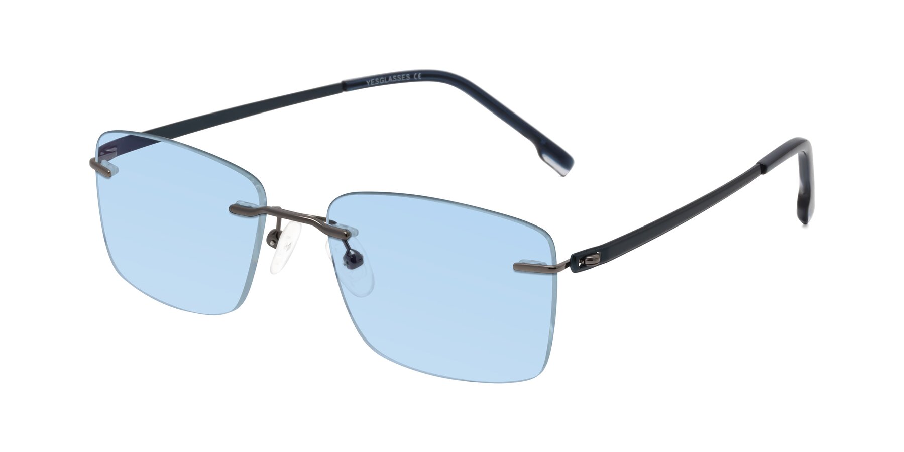 Angle of Yam in Gunmetal-Blue with Light Blue Tinted Lenses