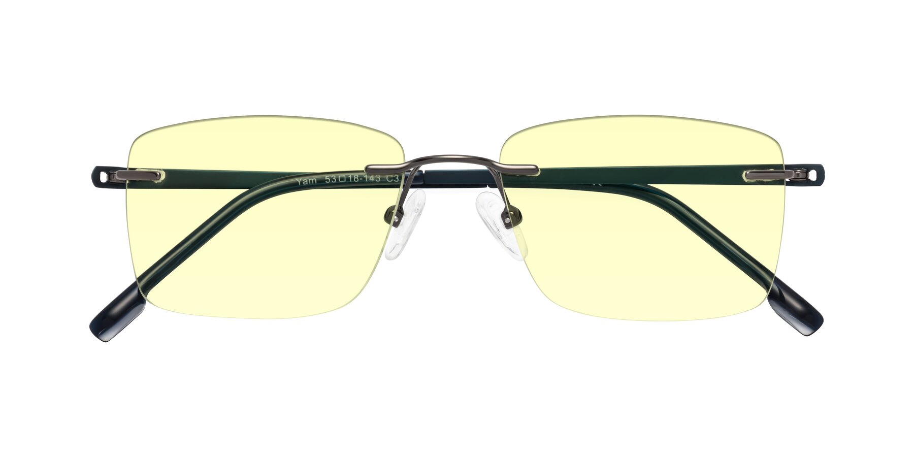 Folded Front of Yam in Gunmetal-Blue with Light Yellow Tinted Lenses