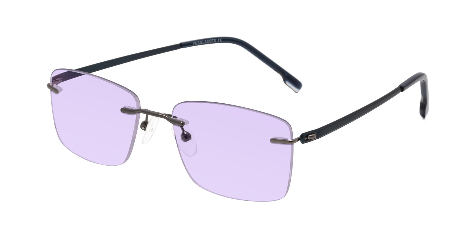 Angle of Yam in Gunmetal-Blue with Light Purple Tinted Lenses