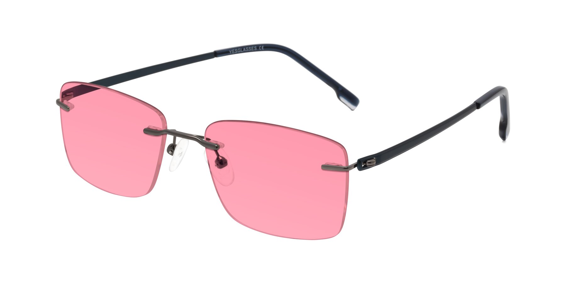 Angle of Yam in Gunmetal-Blue with Pink Tinted Lenses