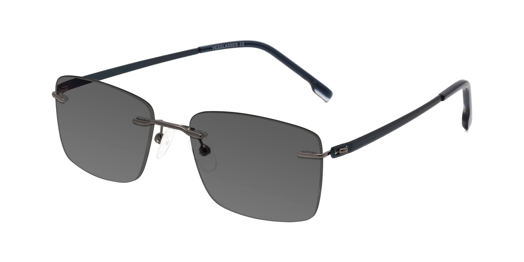 Angle of Yam in Gunmetal-Blue with Medium Gray Tinted Lenses