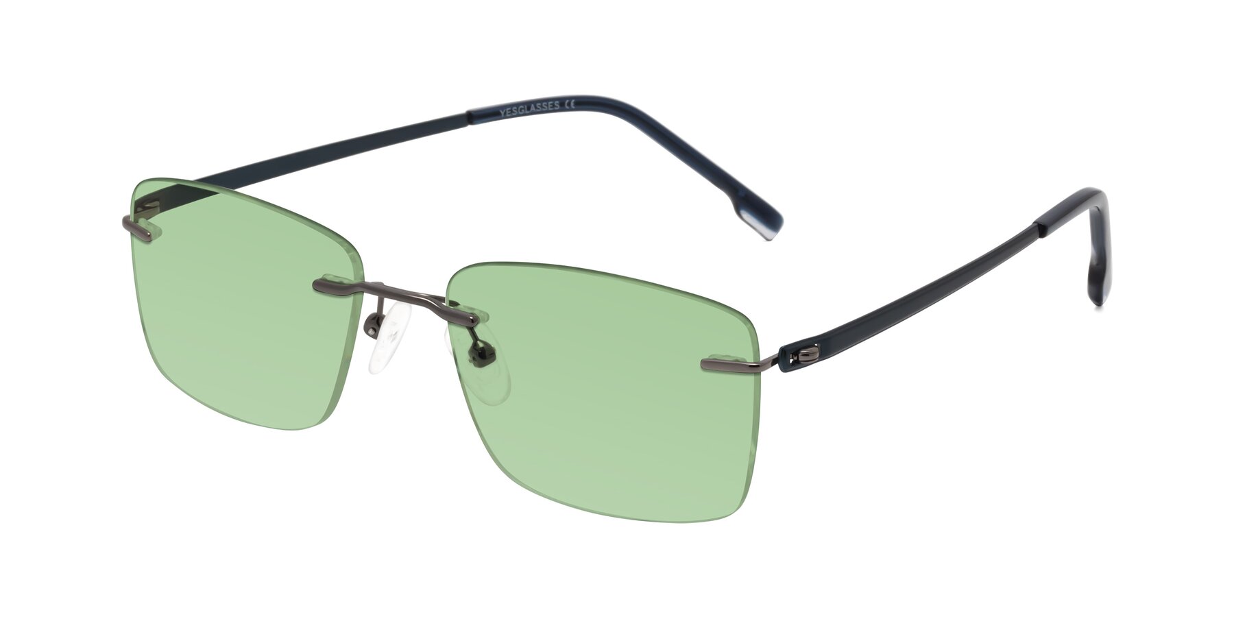 Angle of Yam in Gunmetal-Blue with Medium Green Tinted Lenses