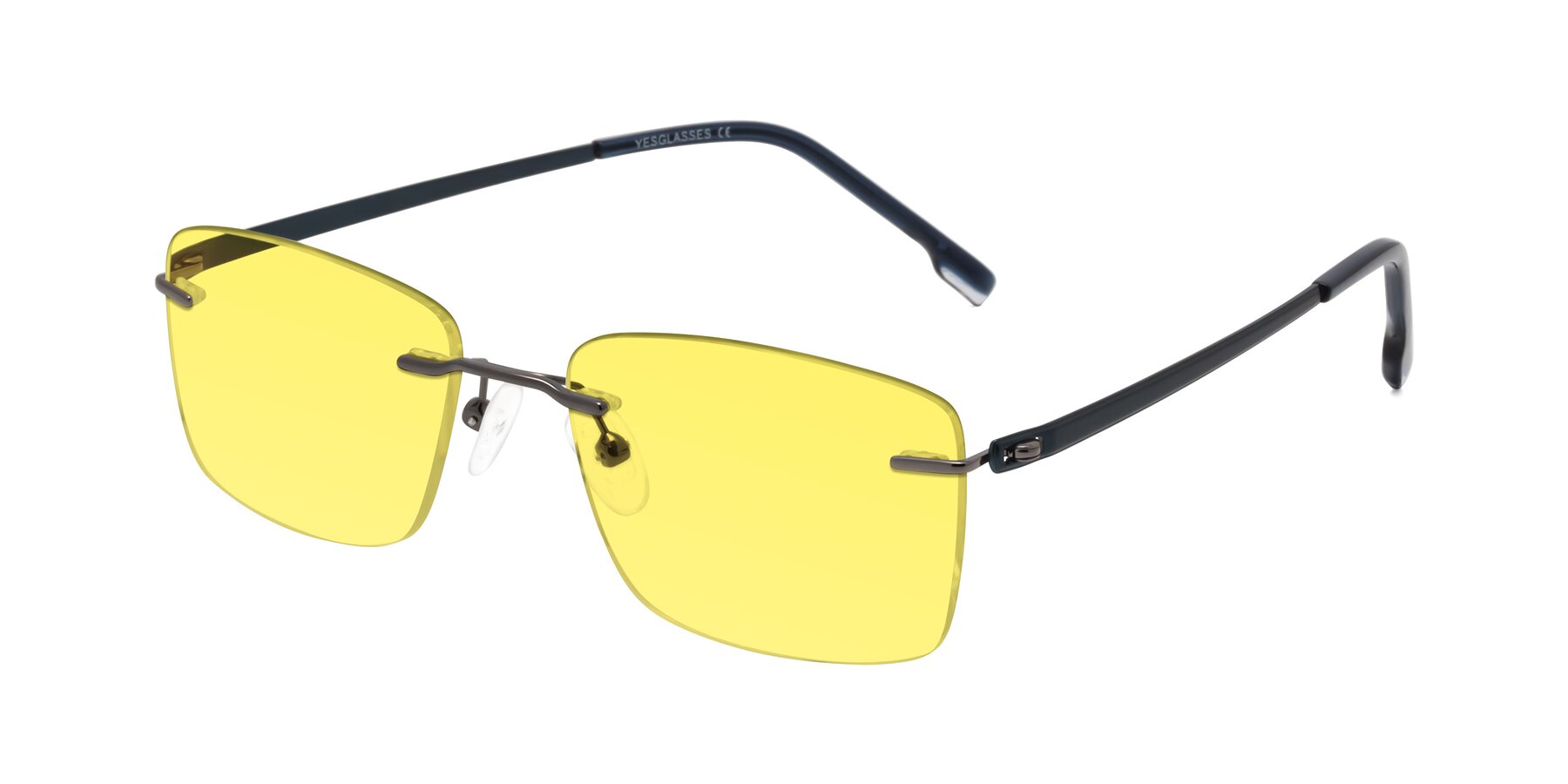 Angle of Yam in Gunmetal-Blue with Medium Yellow Tinted Lenses