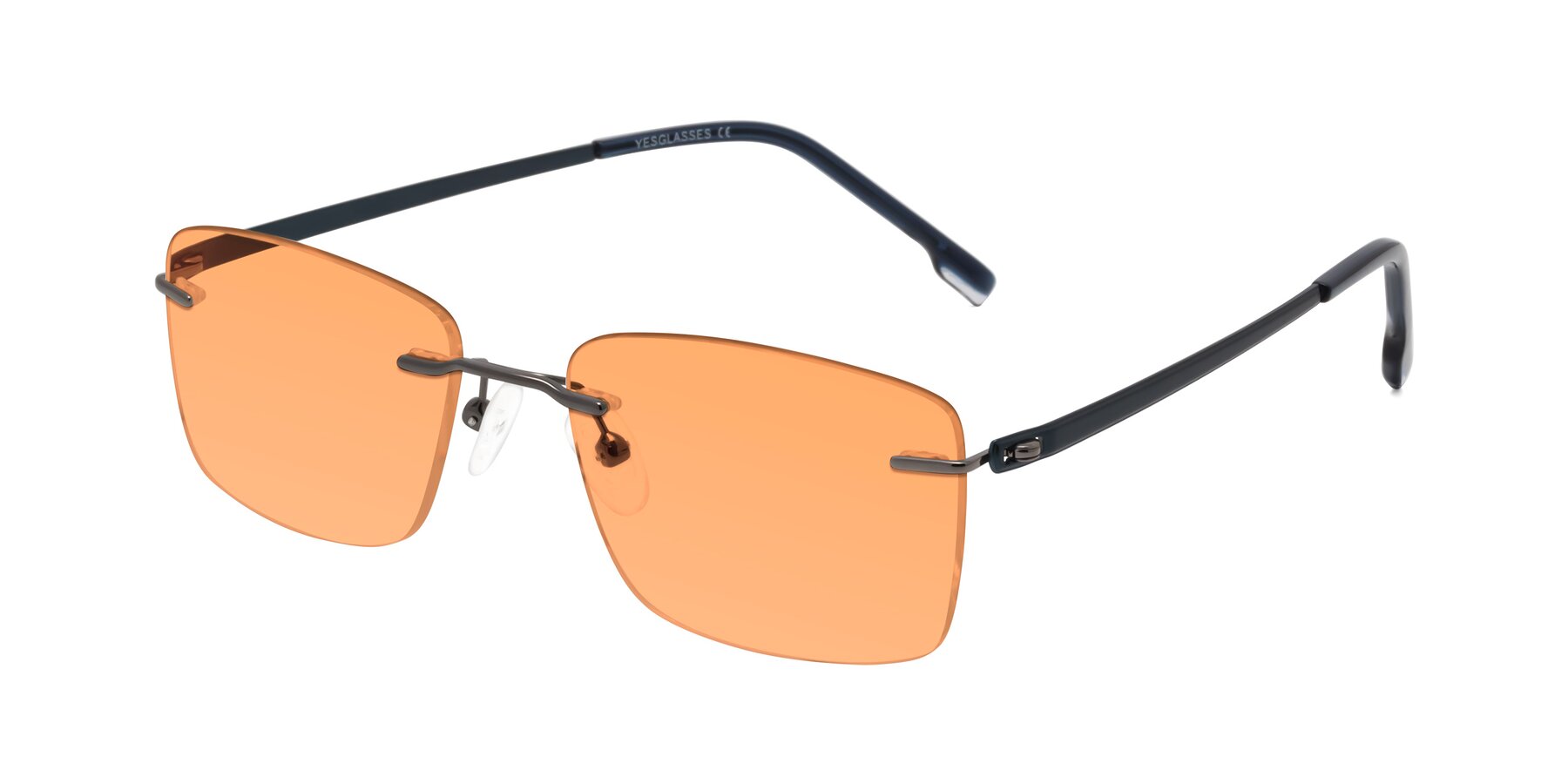 Angle of Yam in Gunmetal-Blue with Medium Orange Tinted Lenses