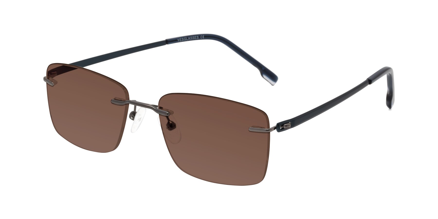 Angle of Yam in Gunmetal-Blue with Brown Tinted Lenses