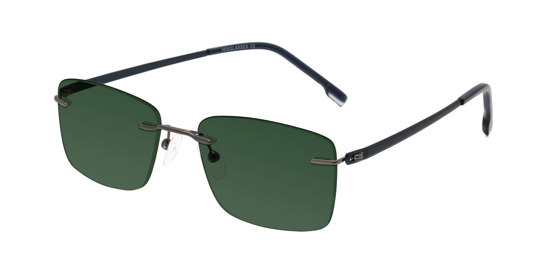 Angle of Yam in Gunmetal-Blue with Green Tinted Lenses