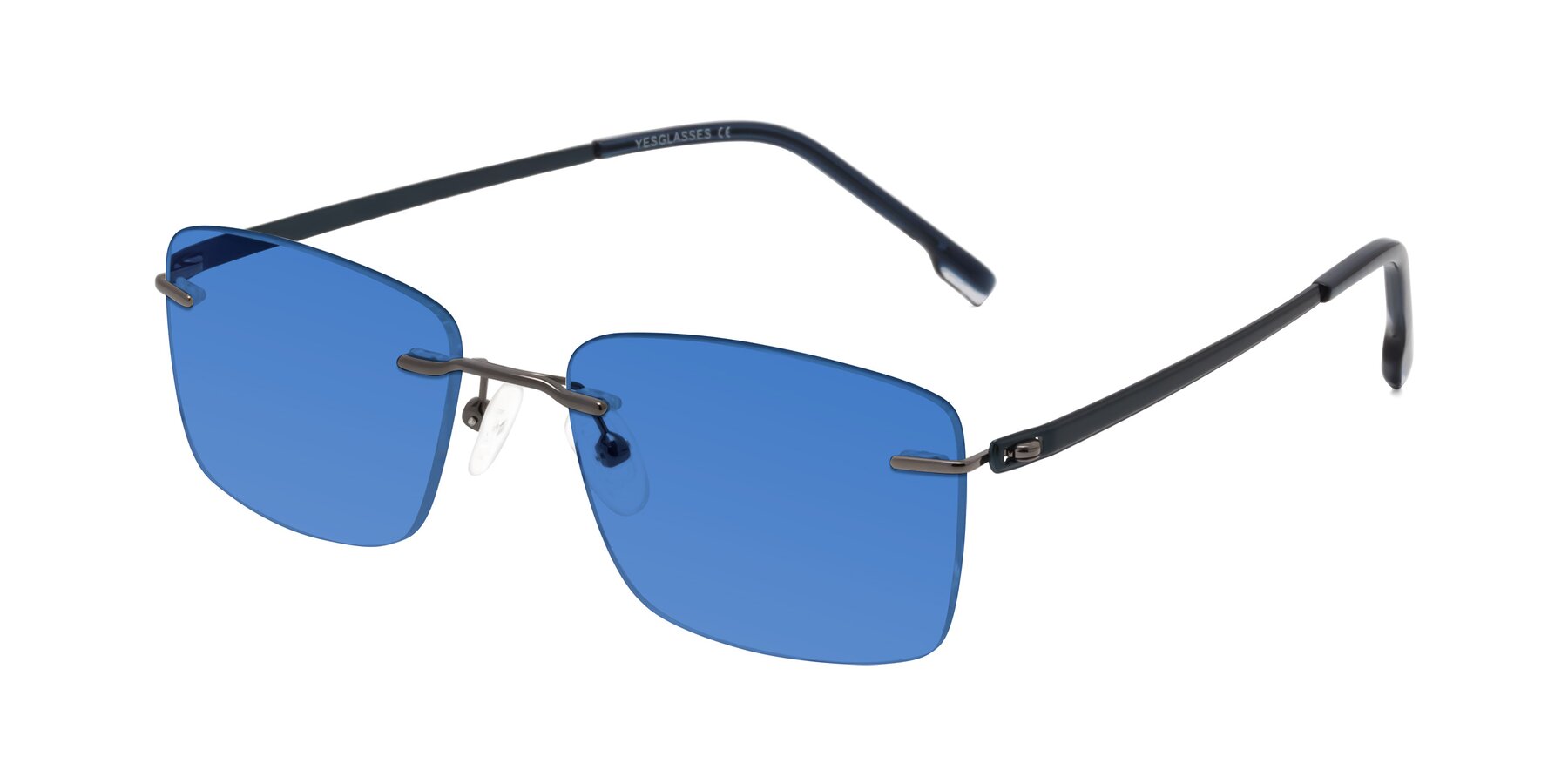 Angle of Yam in Gunmetal-Blue with Blue Tinted Lenses