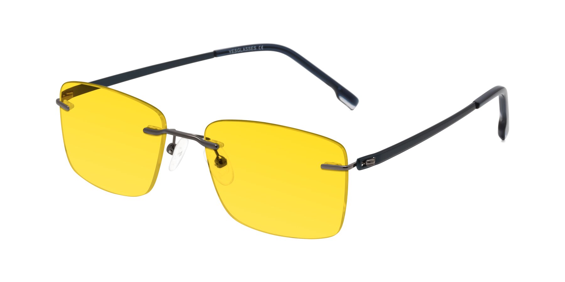 Angle of Yam in Gunmetal-Blue with Yellow Tinted Lenses