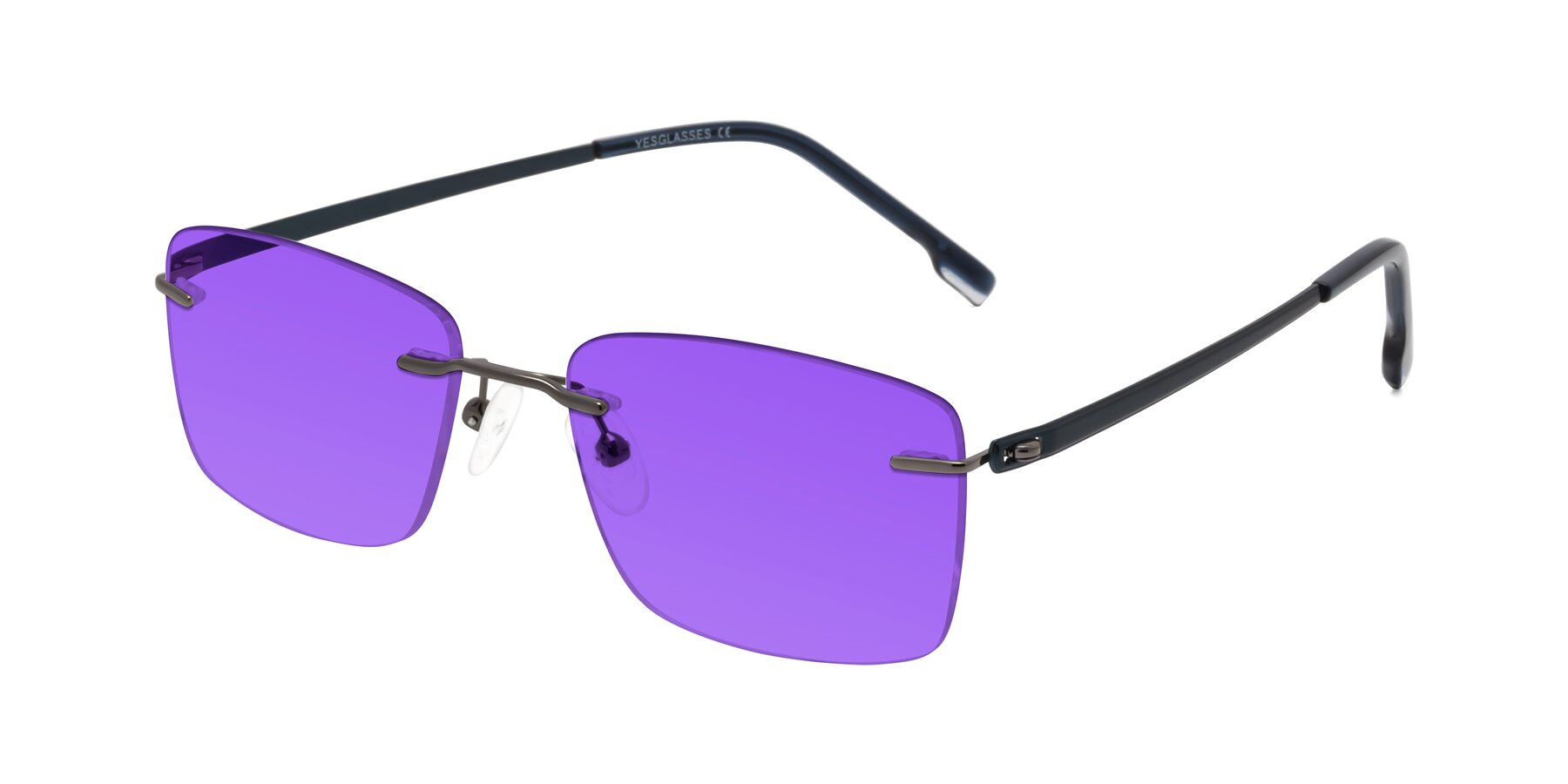 Angle of Yam in Gunmetal-Blue with Purple Tinted Lenses