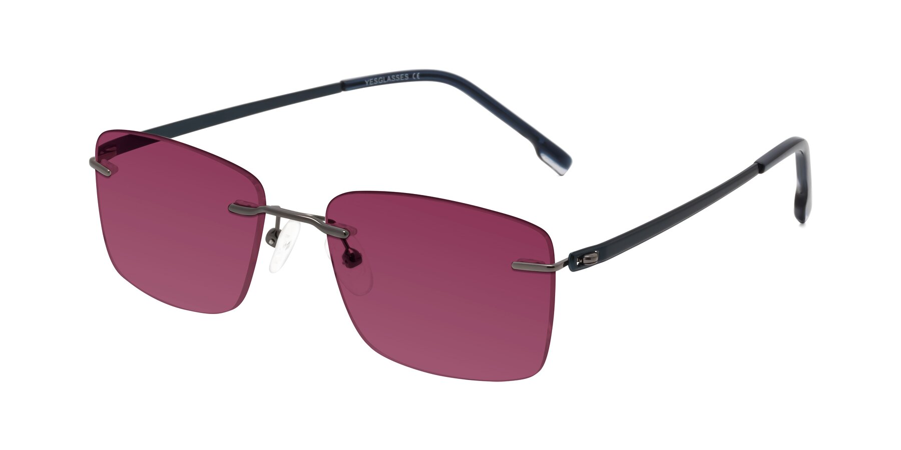 Angle of Yam in Gunmetal-Blue with Wine Tinted Lenses