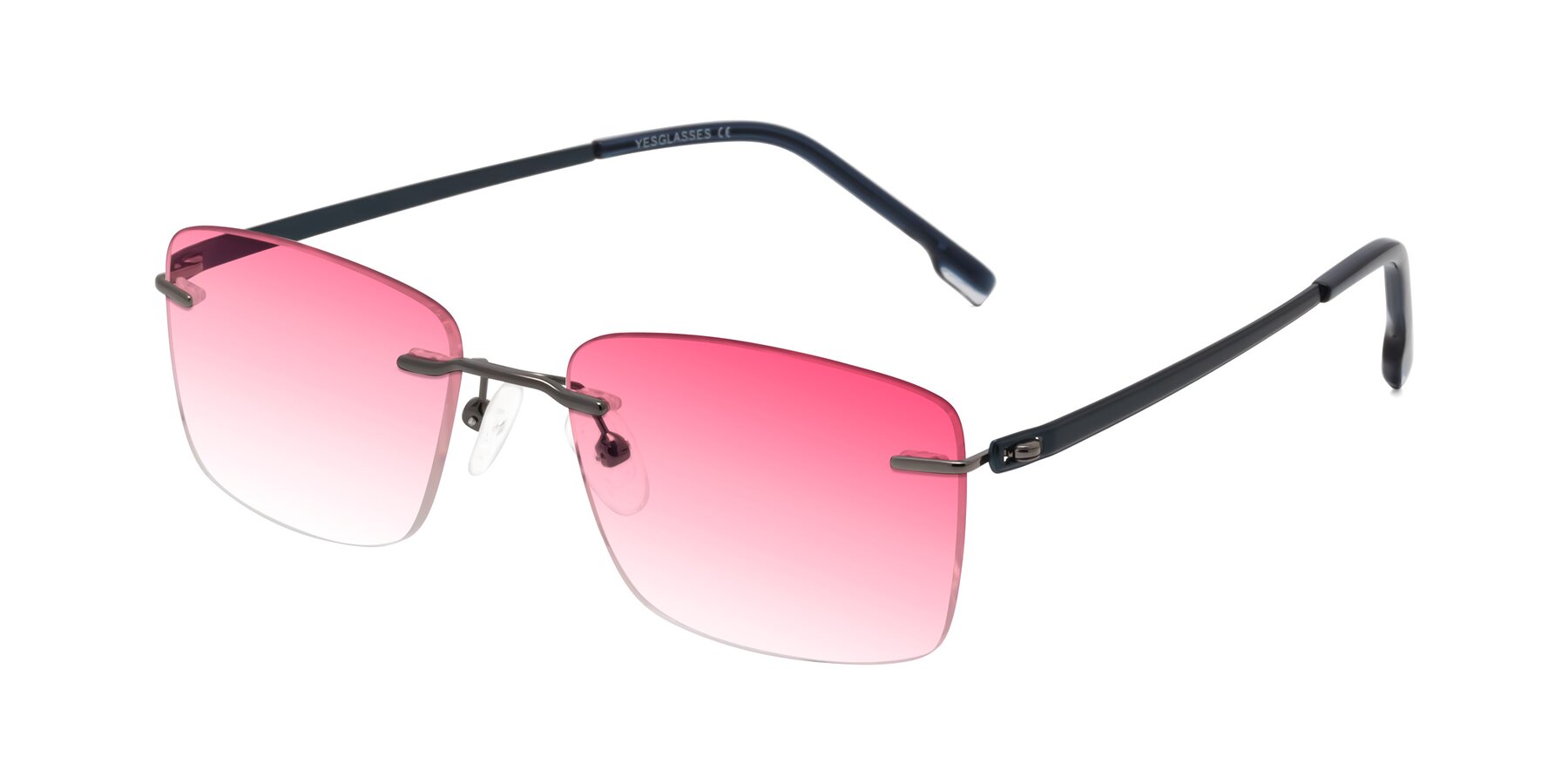 Angle of Yam in Gunmetal-Blue with Pink Gradient Lenses