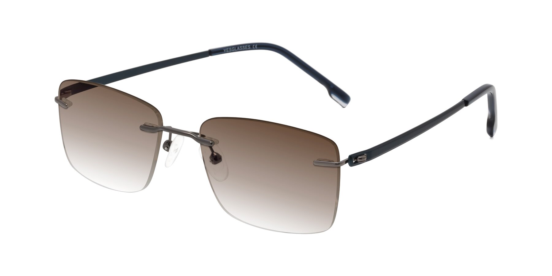 Angle of Yam in Gunmetal-Blue with Brown Gradient Lenses