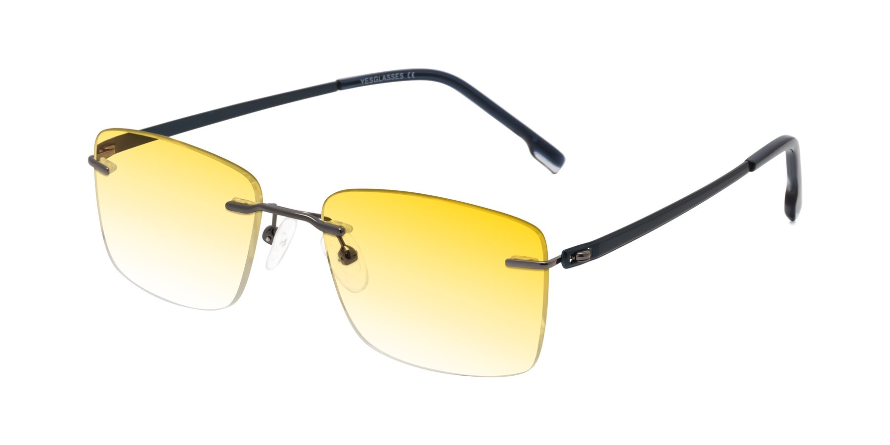 Angle of Yam in Gunmetal-Blue with Yellow Gradient Lenses