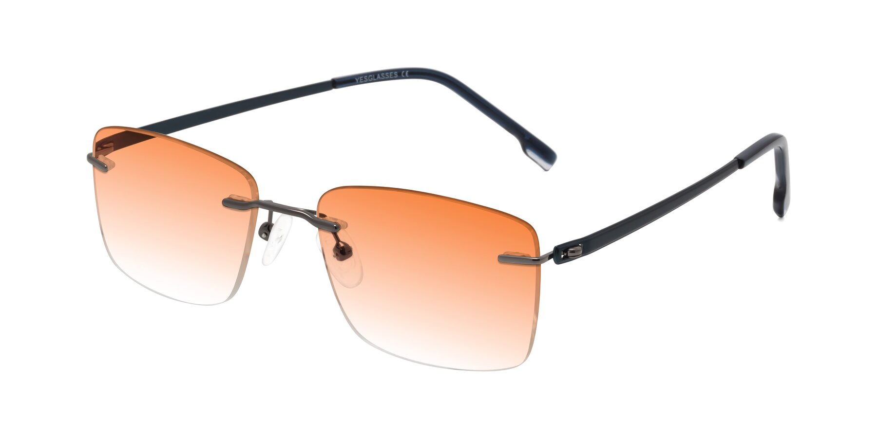 Angle of Yam in Gunmetal-Blue with Orange Gradient Lenses