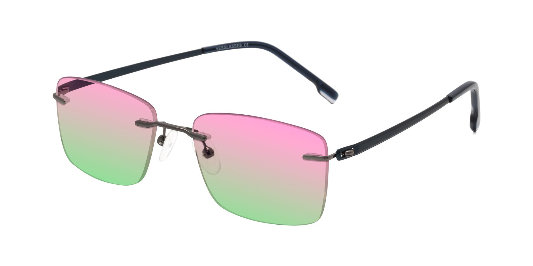 Angle of Yam in Gunmetal-Blue with Pink / Green Gradient Lenses