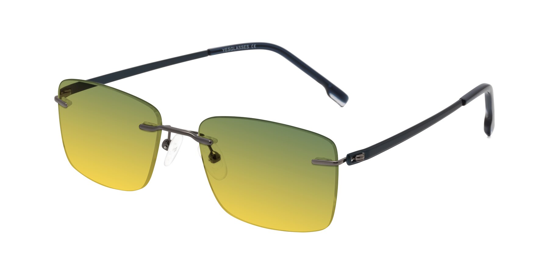 Angle of Yam in Gunmetal-Blue with Green / Yellow Gradient Lenses