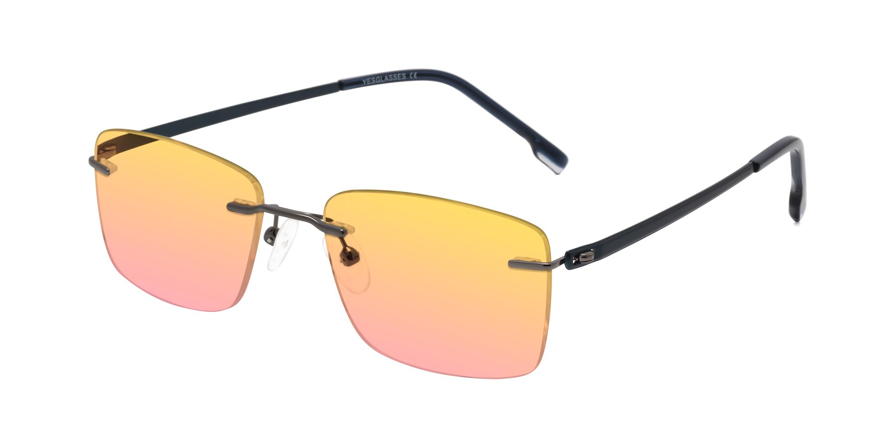 Angle of Yam in Gunmetal-Blue with Yellow / Pink Gradient Lenses