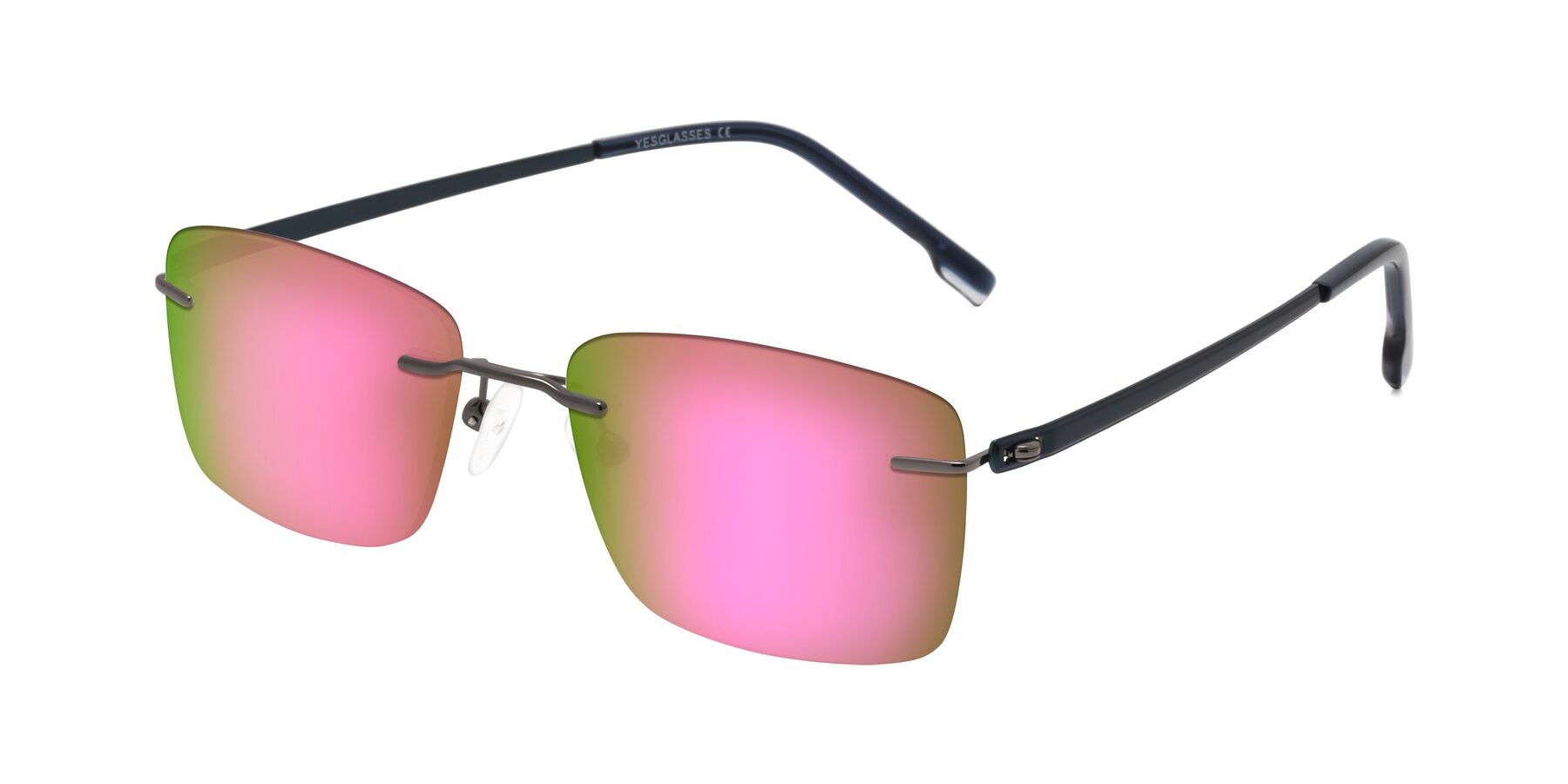 Angle of Yam in Gunmetal-Blue with Pink Mirrored Lenses