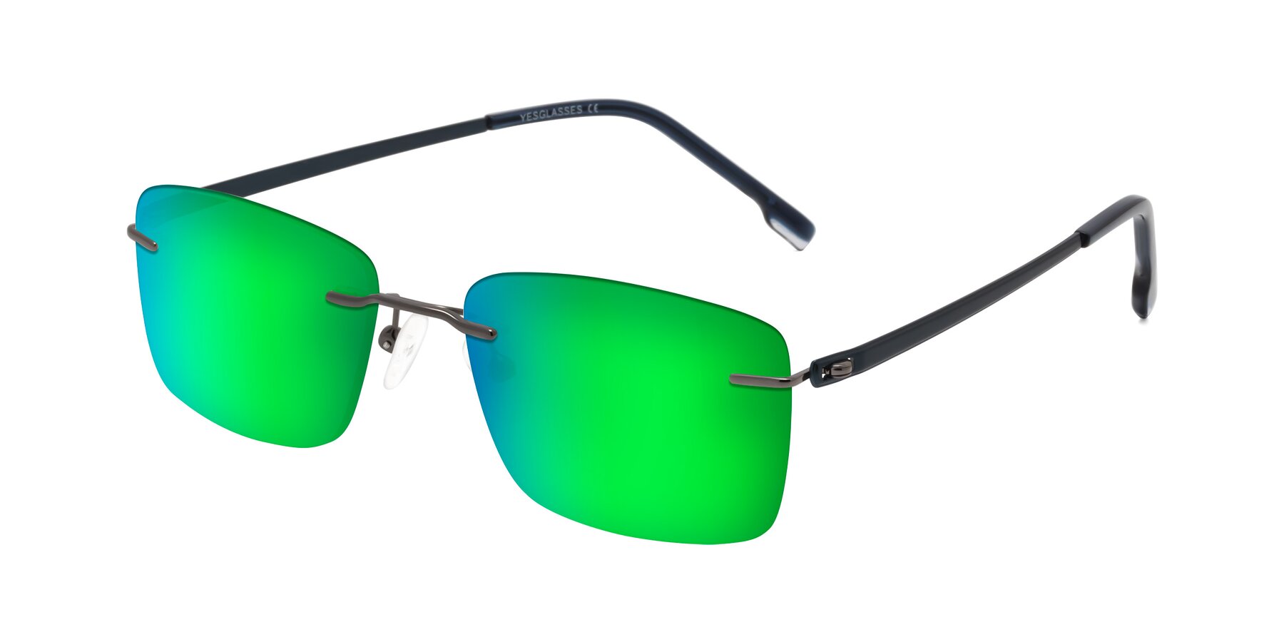 Angle of Yam in Gunmetal-Blue with Green Mirrored Lenses