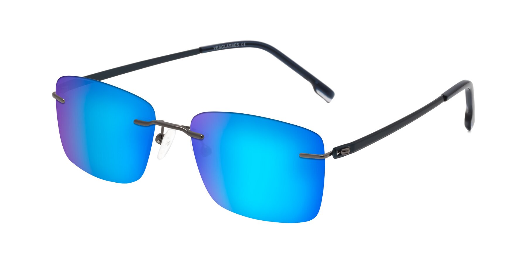 Angle of Yam in Gunmetal-Blue with Blue Mirrored Lenses