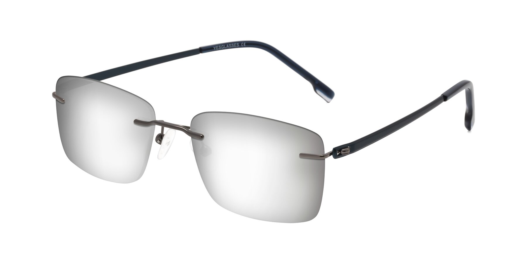 Angle of Yam in Gunmetal-Blue with Silver Mirrored Lenses