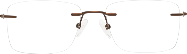 Brown/Gold Classic Rectangle Rimless Eyeglasses - Yam